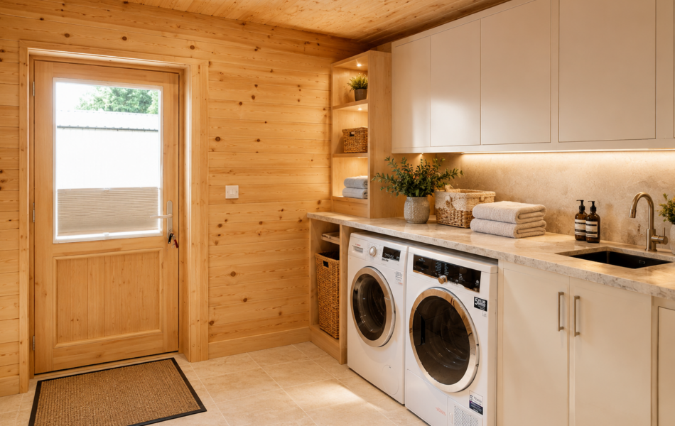 Modern rustic laundry room design